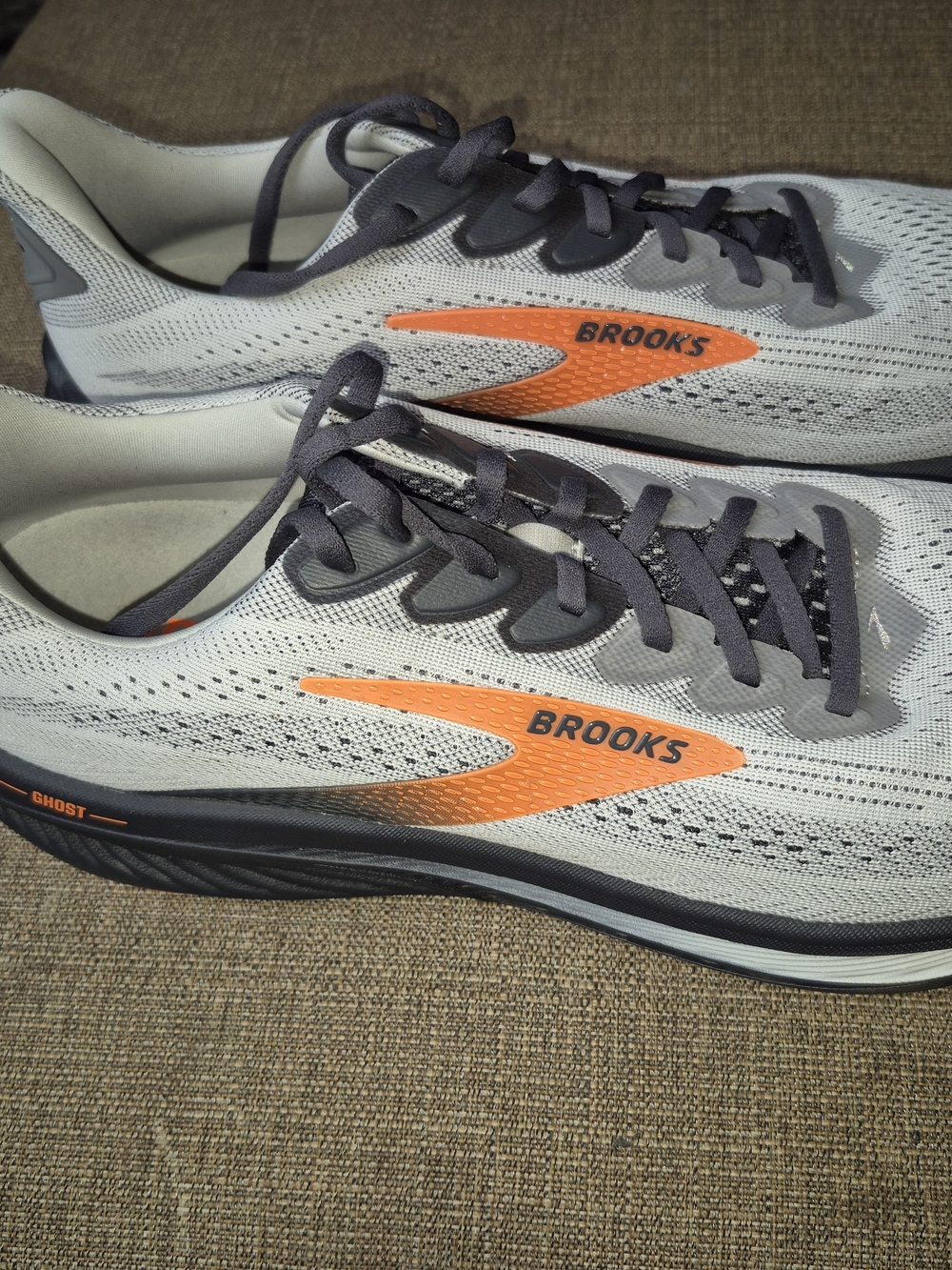 Brooks Ghost Running Shoes - Light Gray with Orange
